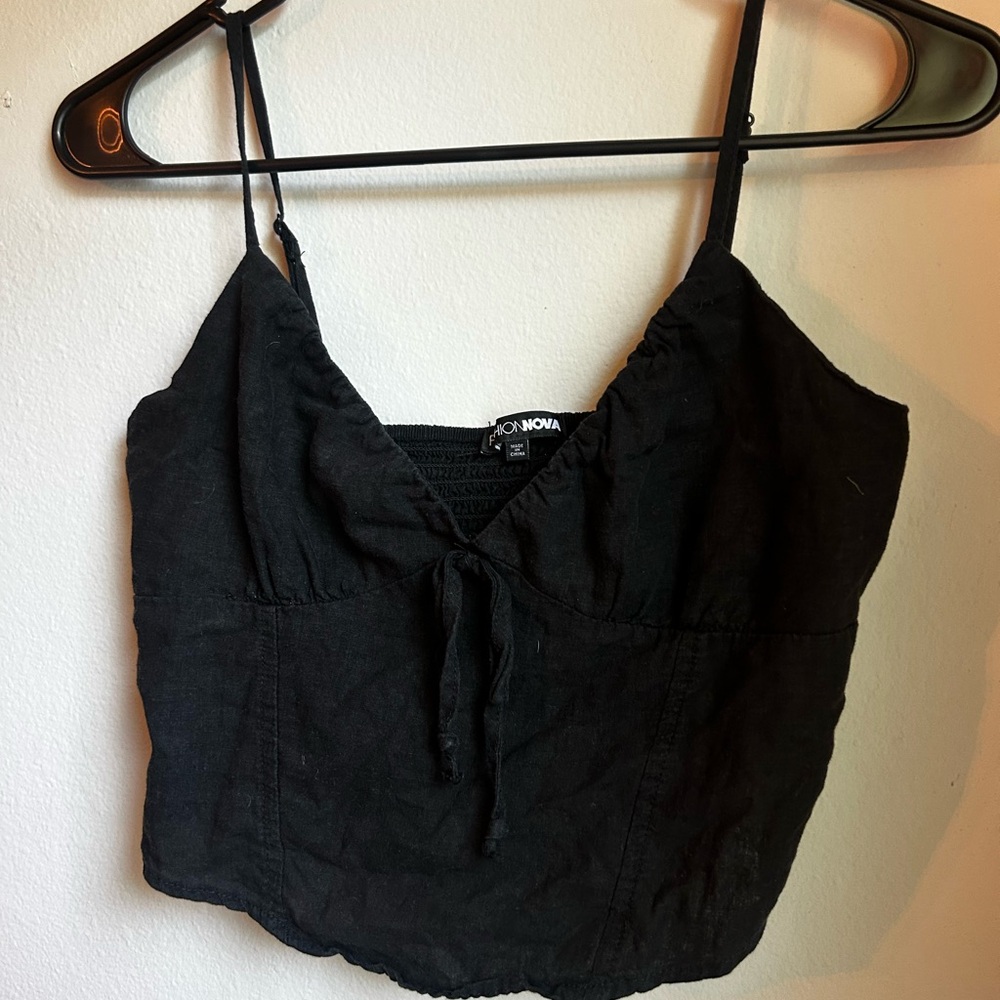 Fashion Nova Charcoal Camisole with Tie Front